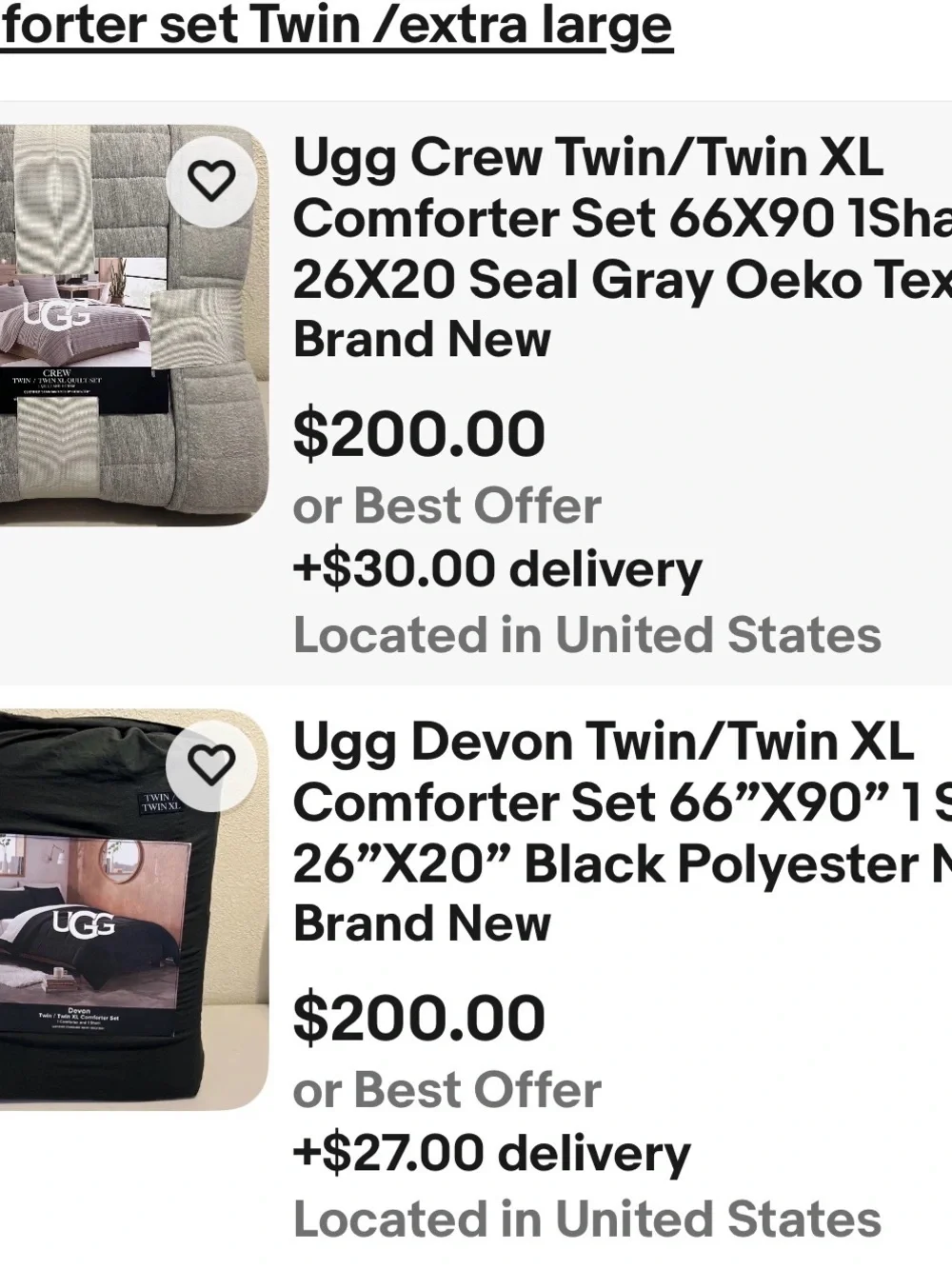 UGG Quilted Gray Comforter with Cream Reversible Back super soft. NWT
